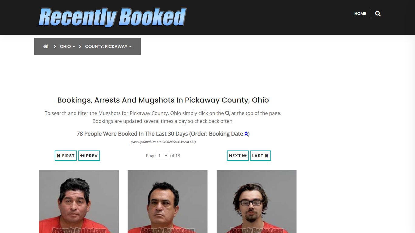 Bookings, Arrests and Mugshots in Pickaway County, Ohio - Recently Booked