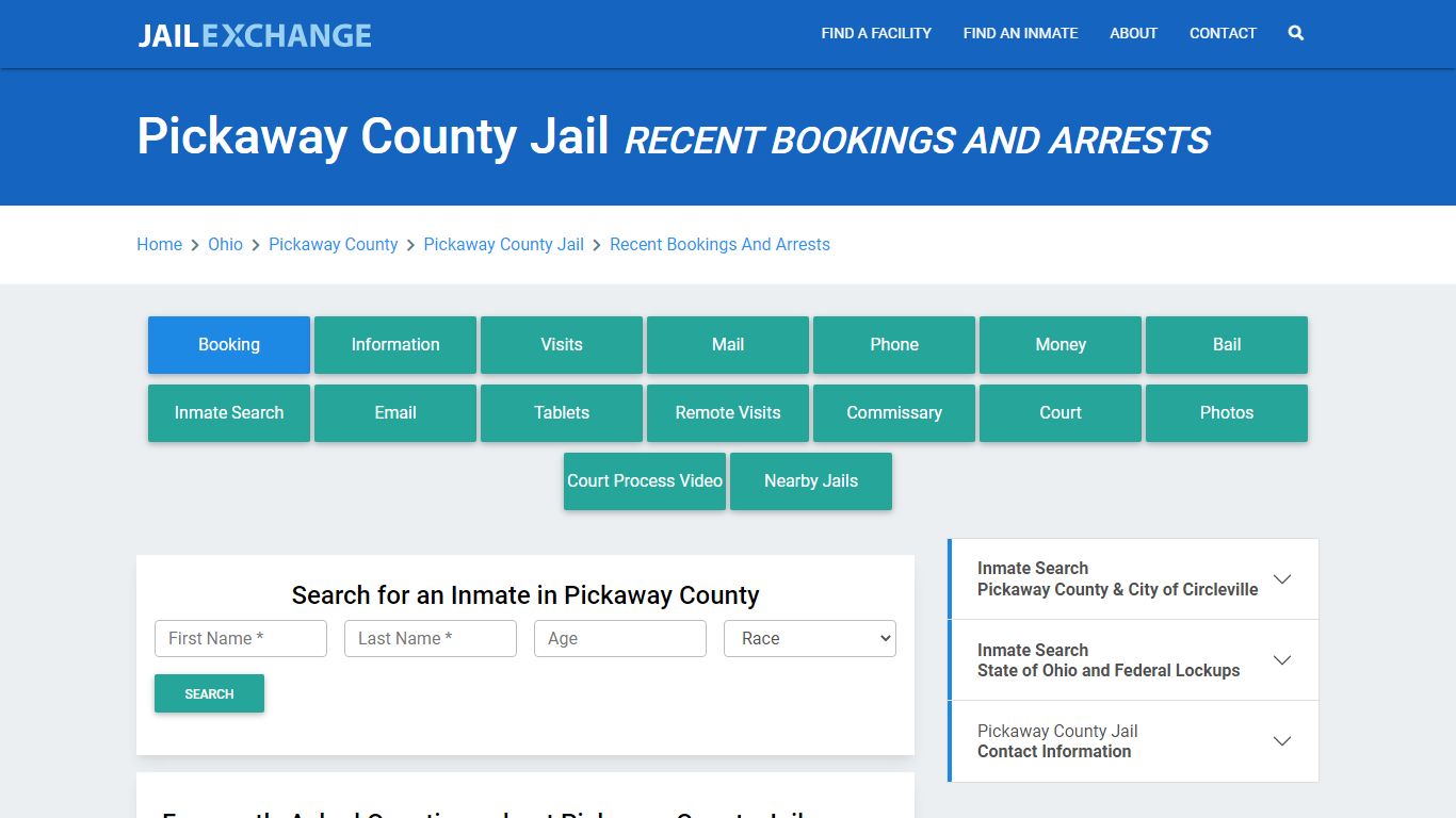 Pickaway County Jail Recent Bookings And Arrests - Jail Exchange