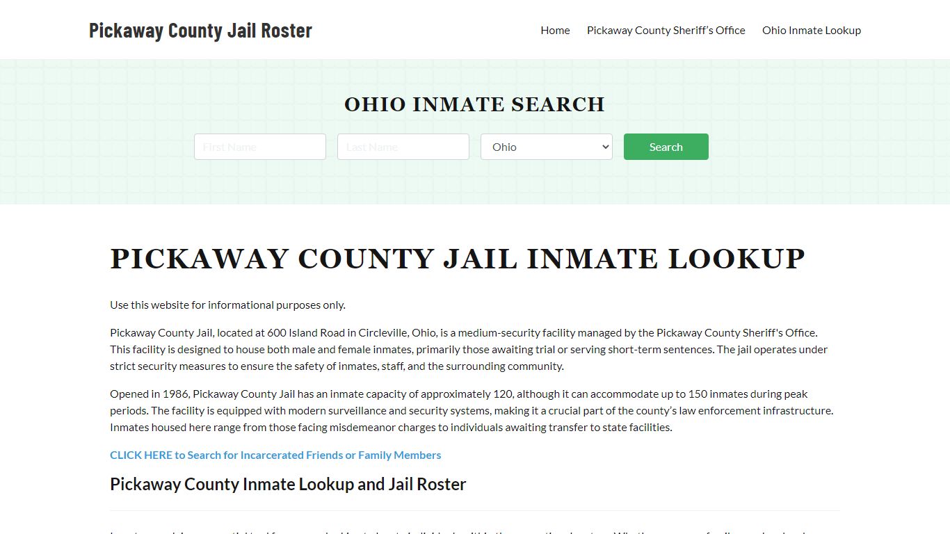 Pickaway County Jail Roster Lookup, OH, Inmate Search